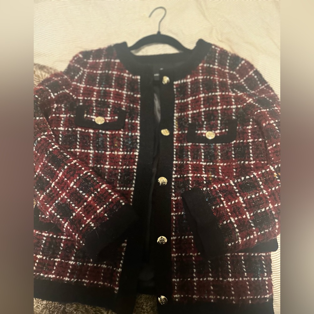 Anine Bing Lydia Jacket in Cherry Plaid